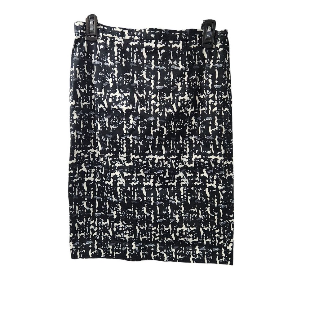 Michael Kors Womens Size 8 Black & White Abstract Print Pencil Skirt